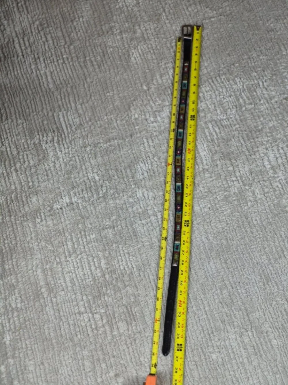 Vintage Brighton Black Leather Belt Multicolored Seed Bead Inlay M/L 32